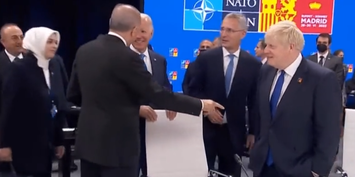 &laquo;Вот этот нас позорит&raquo; &mdash; Эрдоган при всех ловко пошутил над Джонсоном