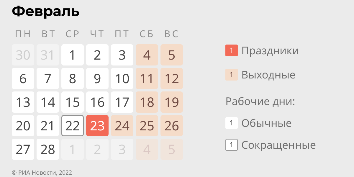 Выходные в феврале 2023 года: как отдыхаем в феврале 2023? Праздники и перенос выходных дней, производственный календарь и точный график выходных