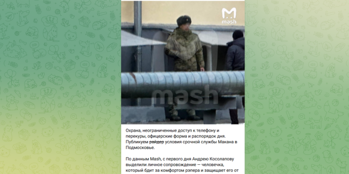 Профанация! А Белоусов в курсе? VIP-срочник ходит по части с телефоном и охраной. Командир получил выгодное предложение?